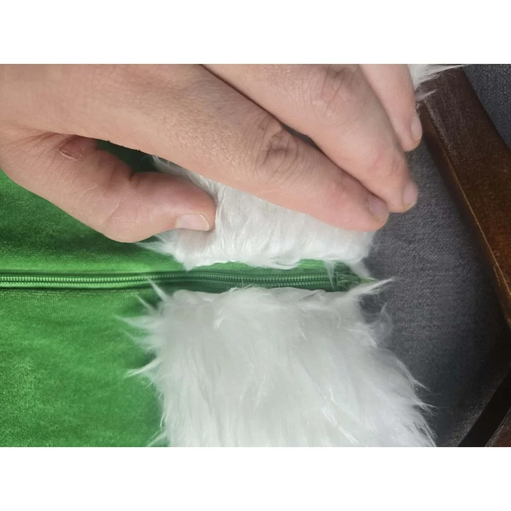 Women's Christmas Elf Costume Dress Green Faux Fur Holiday Adult One Size